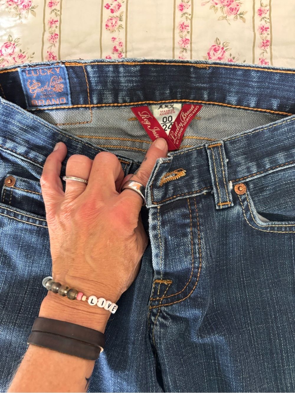 Lucky Brand Lil Maggie Medium Blue Women's Jeans with Contrast Stitching